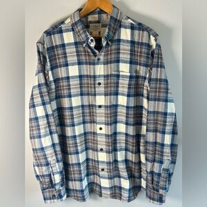 LL Bean Mens Scotch Plaid Flannel Shirt Slim Fit L Portuguese Cotton 2025 EUC
